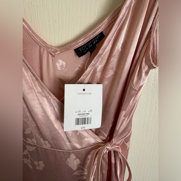 Topshop Pink Satin Jacquard Dress US 6 - Picture 3 of 3